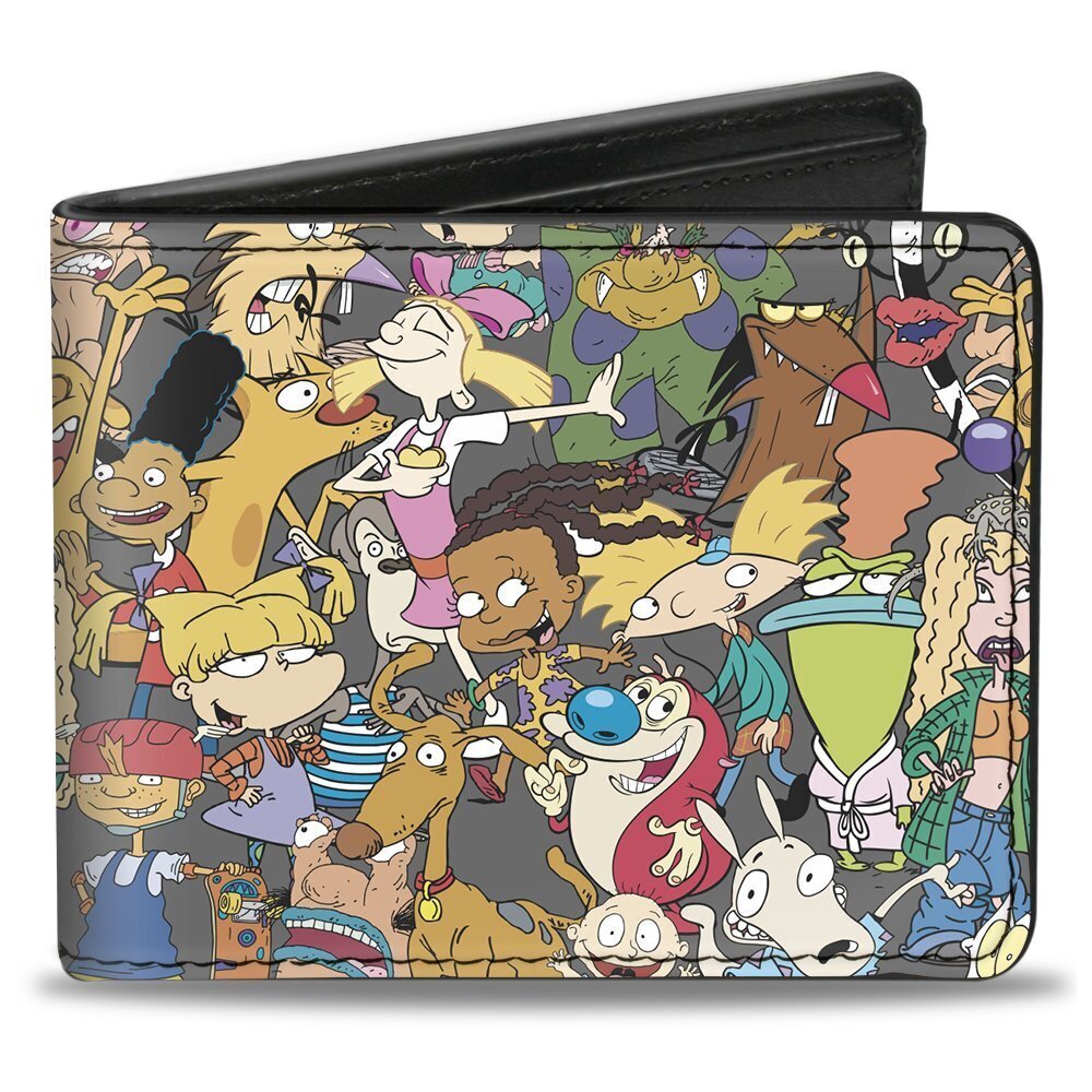 2605 Pu Bifold - Nick 90's Rewind Mutli Character Mash Up Collage Gray